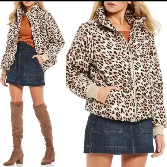 GB women's puffer jacket leopard print size M NWT - Picture 1 of 12